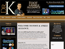 Tablet Screenshot of footanklealliance.com